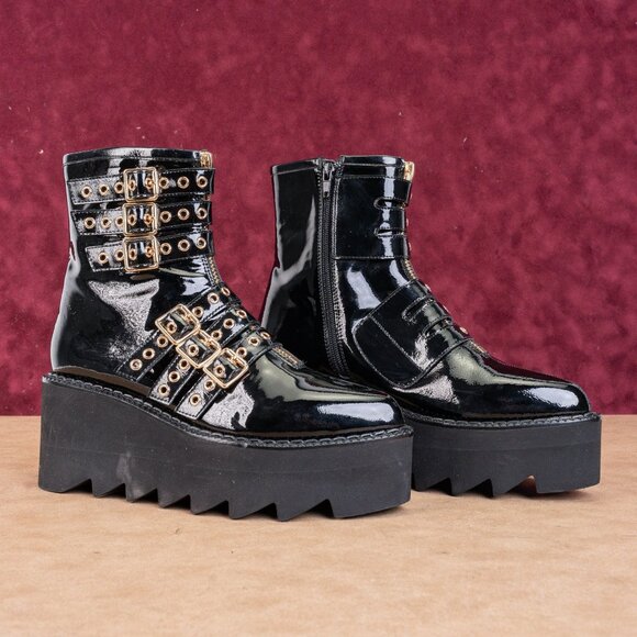 Jeffrey Campbell Gristle Black Leather Gothic Steampunk...